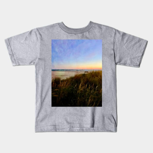 By the Golden Beach at Sunset by Pamela Storch Kids T-Shirt by Pamela Storch